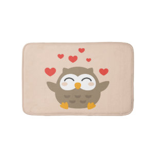 I Owl You Illustration Bathroom Mat
