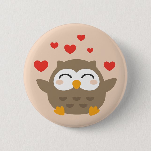 I Owl You Illustration Pinback Button (Front)
