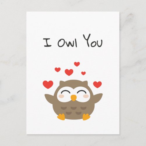 I Owl You Illustration Postcard