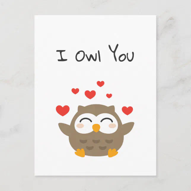 I Owl You Illustration Postcard | Zazzle