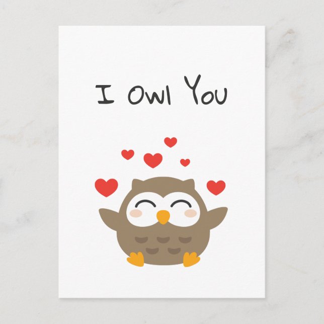 I Owl You Illustration Postcard (Front)