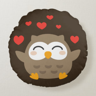 I Owl You Illustration Round Pillow