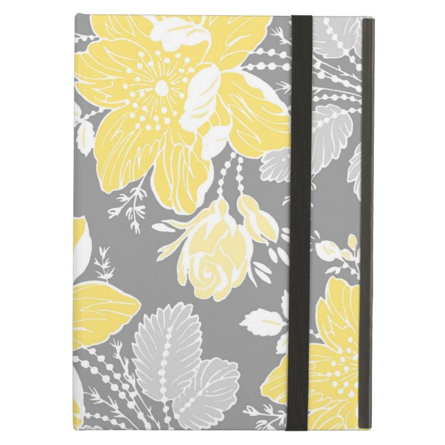 i Pad Lemon Gray Floral Pattern iPad Air Case (Front Closed)