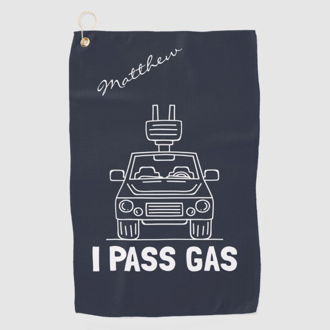 I Pass Gas Eco Electric Car Gag Golf Towel (Front)