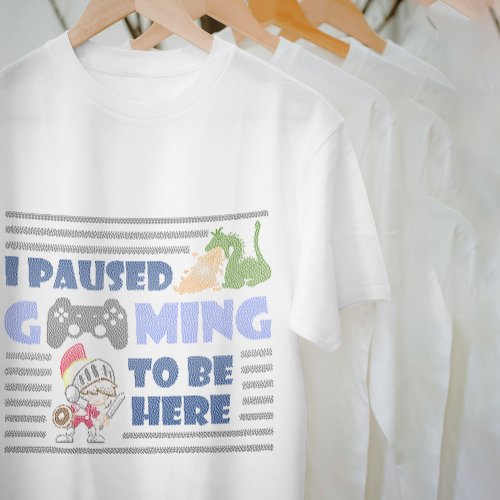 I Paused Gaming Vintage Funny Dragons and Warrior T_Shirt
