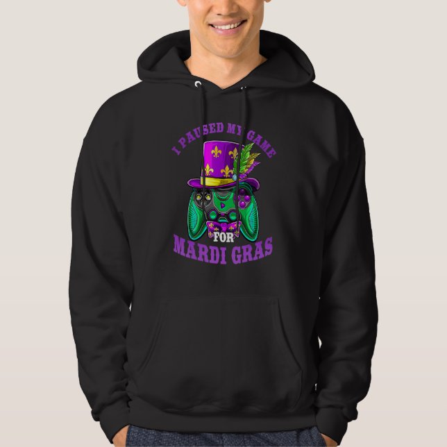 I Paused My Game For Mardi Gras Gamer Gaming Kids  Hoodie (Front)