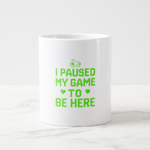 I Paused My Game Neon Pixel Art Giant Coffee Mug