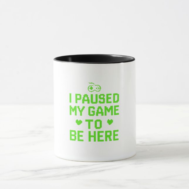 I Paused My Game Neon Pixel Art Mug (Center)