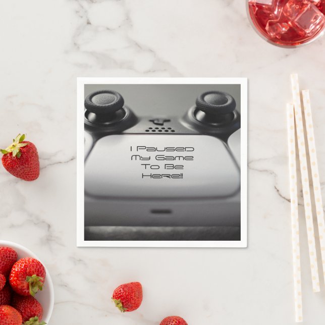"I Paused My Game To Be Here" Gaming Birthday Napkins (Insitu)