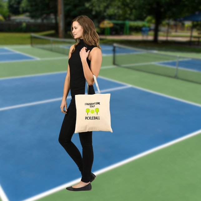 I paused my game to play pickleball tote bag (Creator Uploaded)