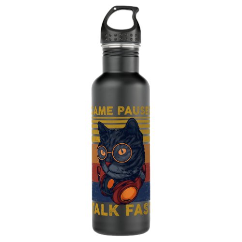 I Paused My Game Video Games Vintage Gaming Funny  Stainless Steel Water Bottle