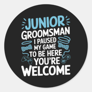 I Paused My Game Wedding Party Bow Tie Cute Junior Classic Round Sticker