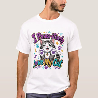 I Paws Itively Love My Cat Funny Cat Lover T-Shirt