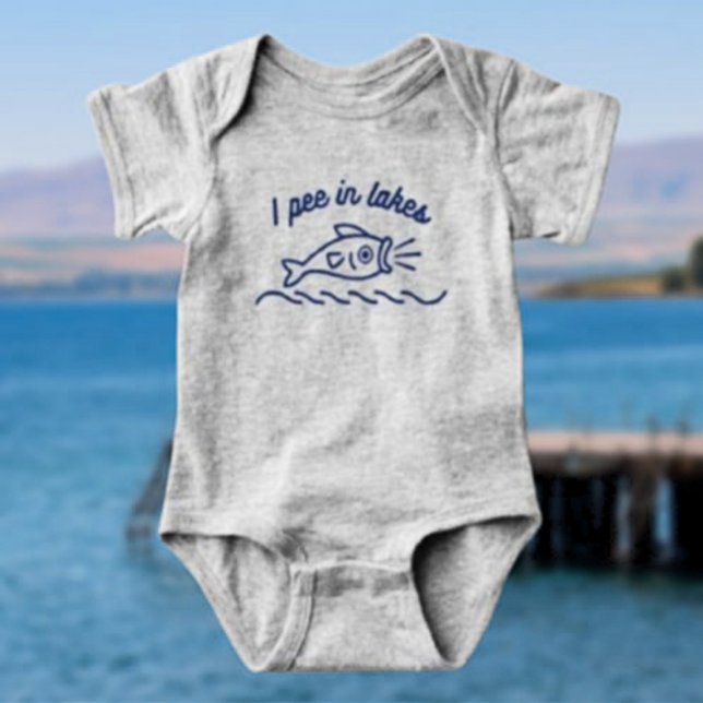 I Pee In Lakes Funny Baby Bodysuit (Creator Uploaded)