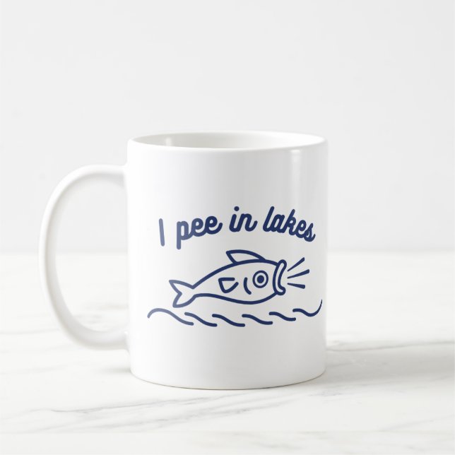 I Pee In Lakes Funny Fishing Coffee Mug (Left)