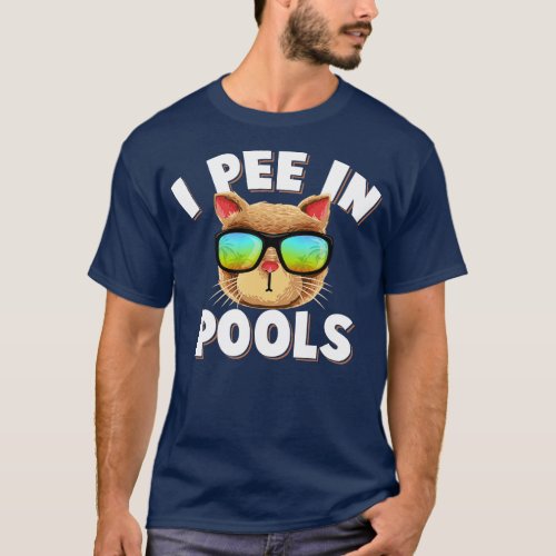 i pee in pools Funny Stylish Cat with Sunglasses s T_Shirt