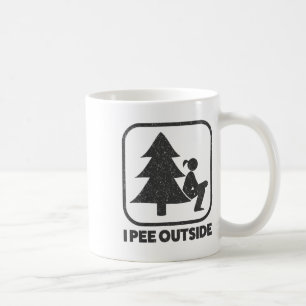 I Pee Outside Girl Sign Funny Camping Hiking Outdo Coffee Mug