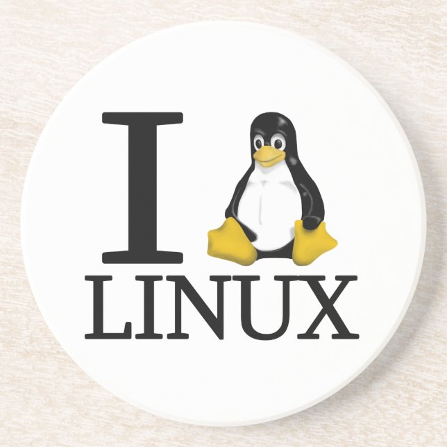 I Penguin Linux 2 Drink Coaster (Front)