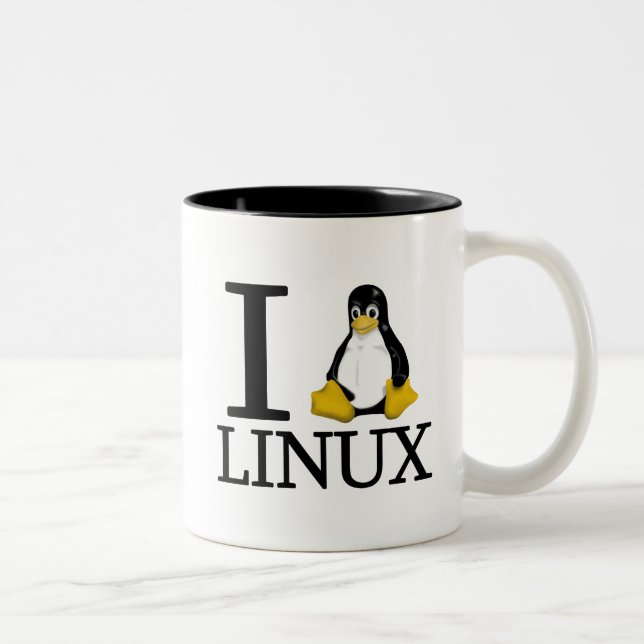 I Penguin Linux 2 Two-Tone Coffee Mug (Right)