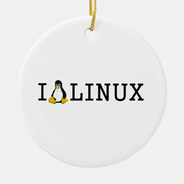 I Penguin Linux Ceramic Ornament (Front)