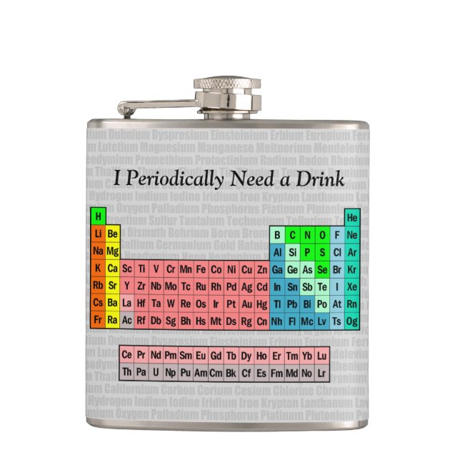 I Periodically Need a Drink- 2016 Periodic Table Flask (Front)