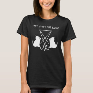I Pet Kitties For Satan Satanic Cat corn T-Shirt