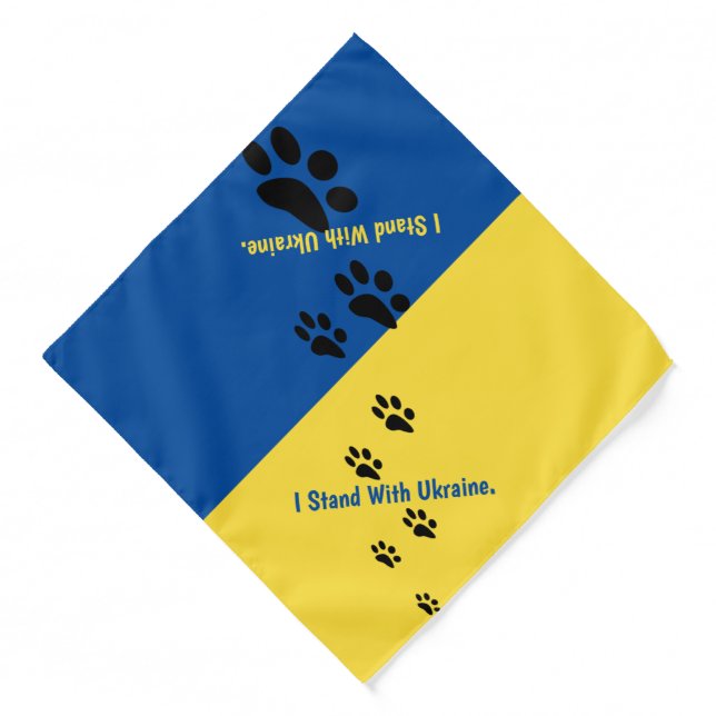I (Pet) Stand with Ukraine Ukrainian Flag Pet Bandana (Front)