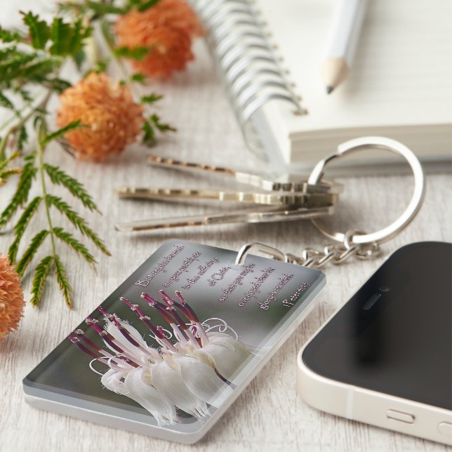 I Peter 4:13 Inspirational Floral Keychain (Front Right)