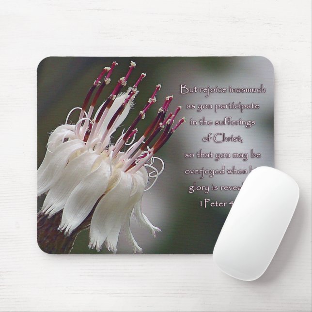 I Peter 4:13 Inspirational Floral Mouse Pad (With Mouse)