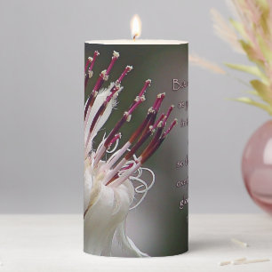 I Peter 4:13 Inspirational Floral Pillar Candle