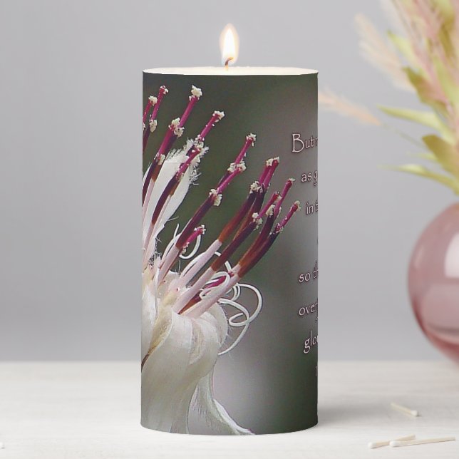 I Peter 4:13 Inspirational Floral Pillar Candle (In Situ)