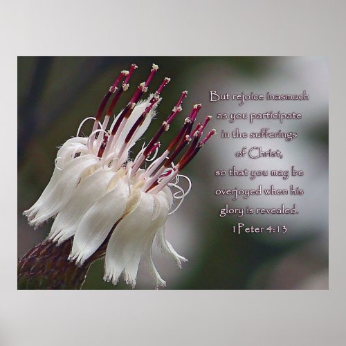 I Peter 413 Inspirational Floral Poster