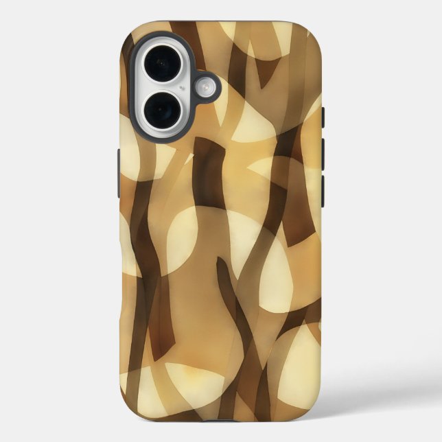 I-Phone 16 Mocha Abstract Art Case (Back)