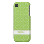i Phone 4 Custom Name Lime White Circles Pattern iPhone Case (Back Left)