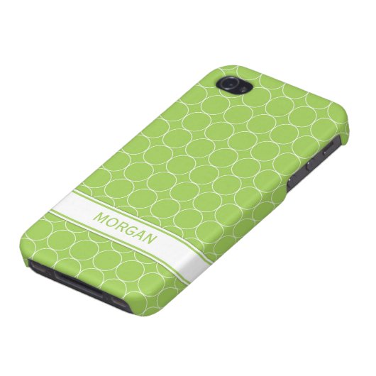 i Phone 4 Custom Name Lime White Circles Pattern iPhone Case (Bottom)