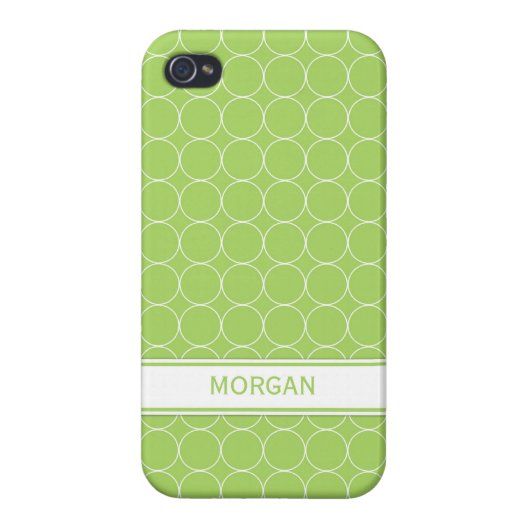 i Phone 4 Custom Name Lime White Circles Pattern iPhone Case (Back)