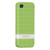 i Phone 4 Custom Name Lime White Circles Pattern iPhone Case (Back Right)