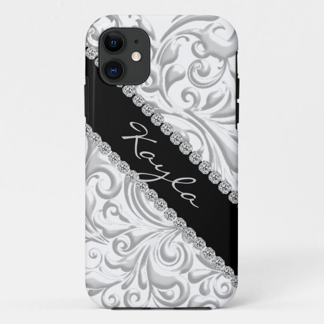 I phone 5 COVER SILVER BLACK EMBOSSED LOOK DESIGN (Back)