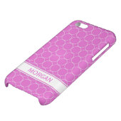 i Phone 5 Custom Name Pink White Circles Pattern iPhone Case (Bottom)