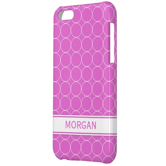 i Phone 5 Custom Name Pink White Circles Pattern iPhone Case (Back Left)