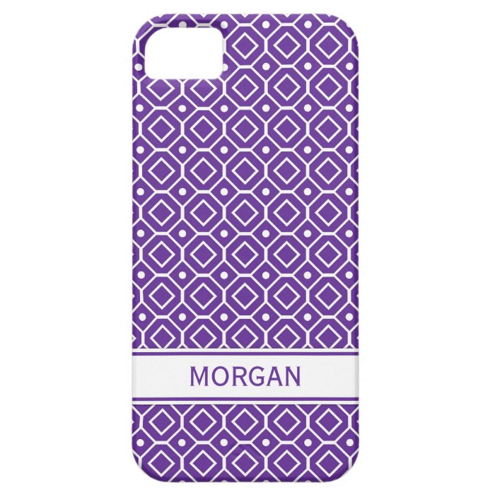 i Phone 5 Custom Name Purple Geometric Pattern iPhone 5 Covers