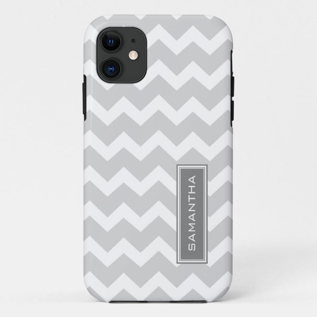 i Phone 5 Gray Chevron Custom Name Case-Mate iPhone Case (Back)