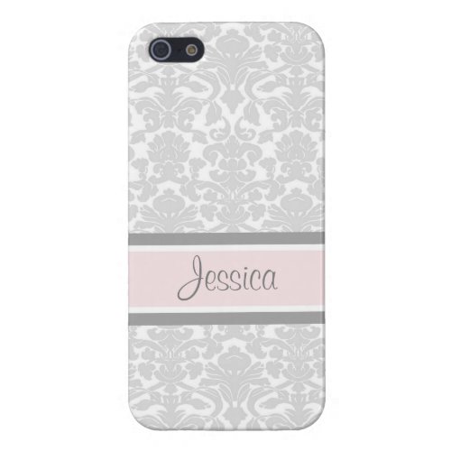 i Phone 5 Pink Damask Custom Name Cover For iPhone SE55s