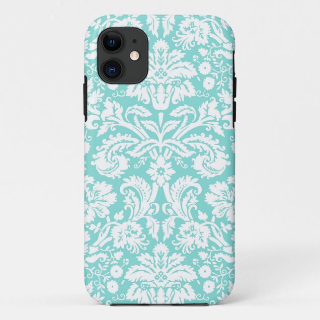 i Phone 5 Teal Damask Pattern Case-Mate iPhone Case (Back)