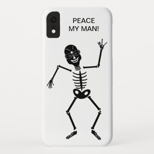 I_Phone Case Skeleton Holding up Peace Symbol iPhone XR Case