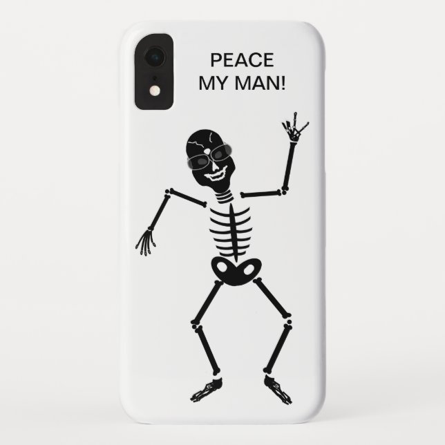 I-Phone Case, Skeleton Holding up Peace Symbol Case-Mate iPhone Case (Back)