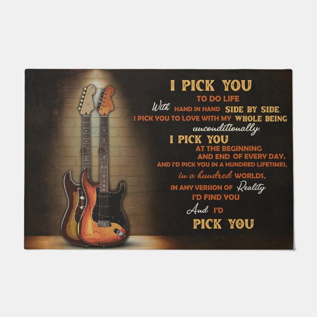 I Pick You Guitar Mat, Guitar Lovers Gift Doormat (Front)