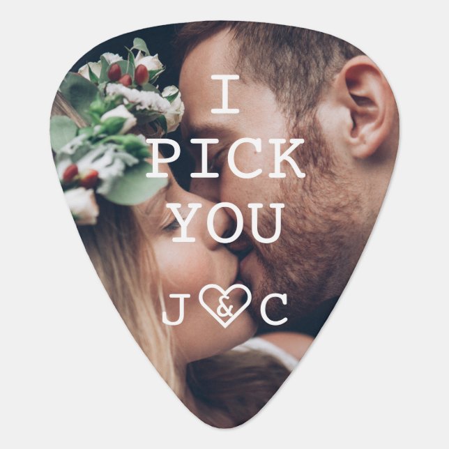 I PICK YOU Heart Monogram Couple Wedding Photo (Front)