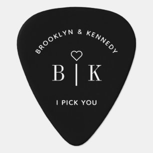 I Pick You Monogram Couple Name Photo Black White
