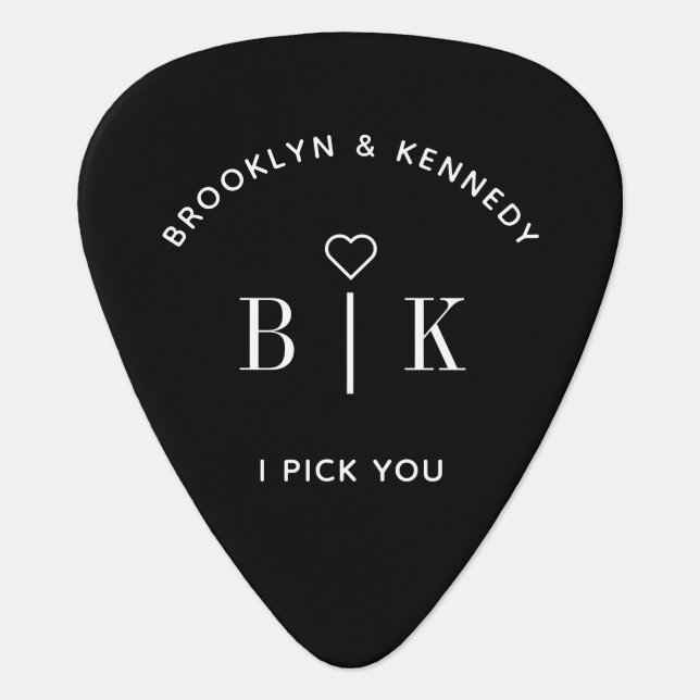 I Pick You Monogram Couple Name Photo Black White (Front)